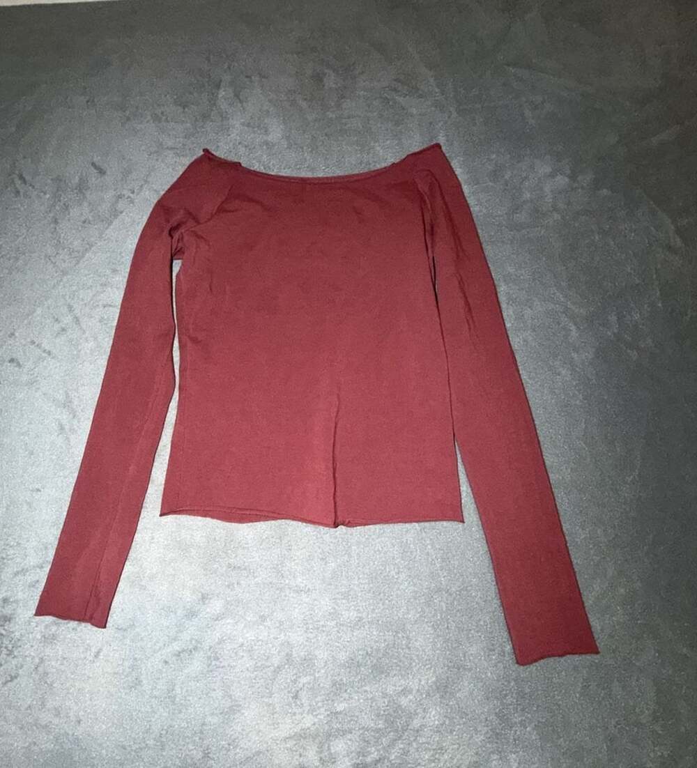 Brandy Melville Maroon Long Sleeve Off-The-Shoulder Top